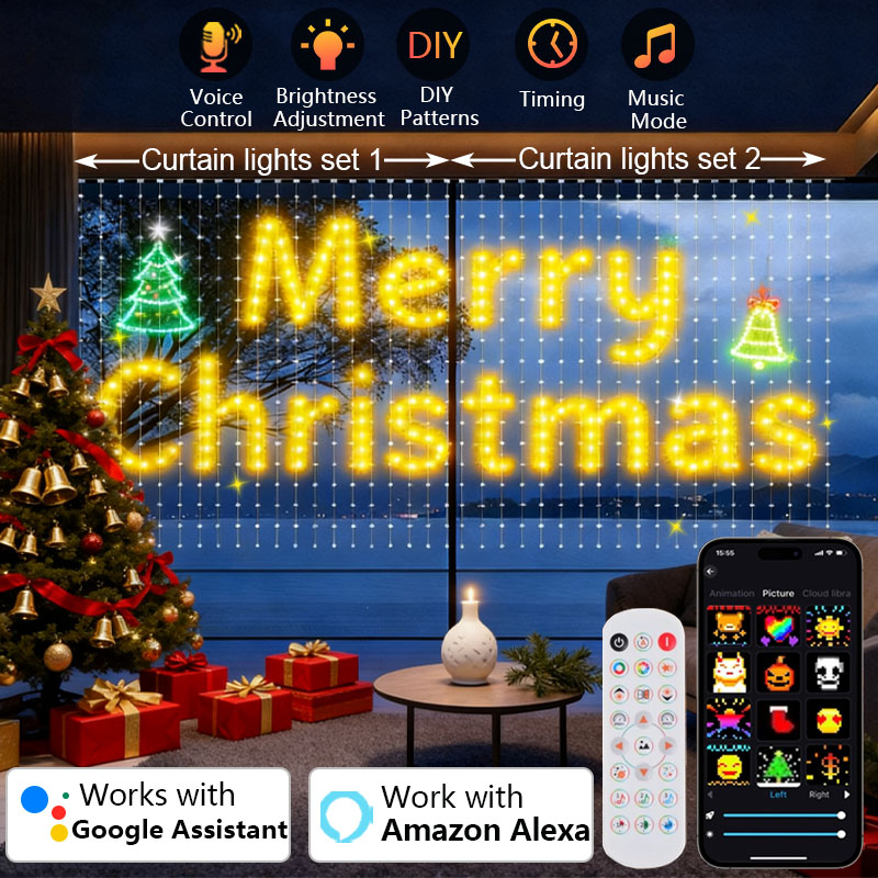 1/2PCS 400LEDs Smart Curtain L - огляд і ціна Home Decor Free App