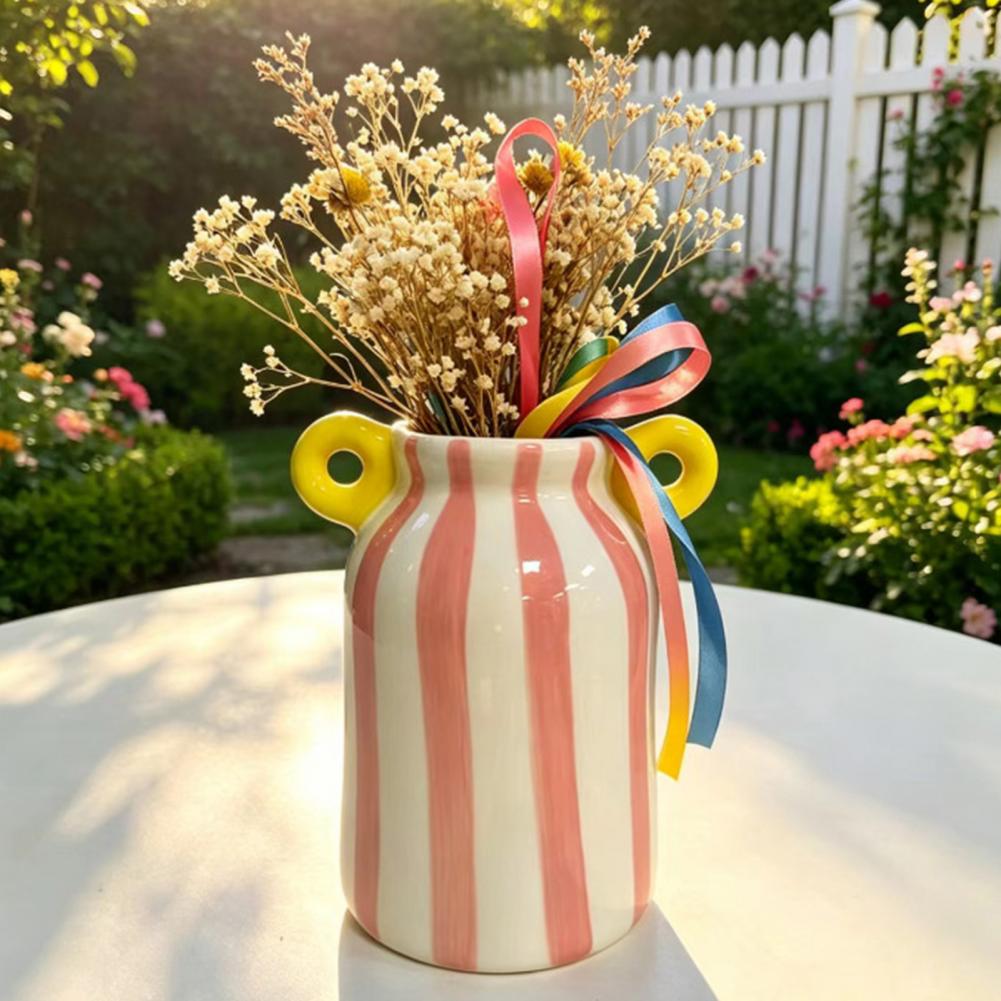 Ceramic Striped Flower Vase wi - огляд і ціна Pampas Grass Decor